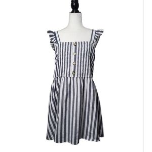 Andree by Unit Women's Dress Size 2X Gray/White Striped Smocked Top Peasant